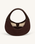 Colette Faux Suede Crescent Hobo Bag - Dark Brown