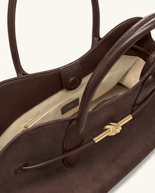 Adele Large Metal Rope Knot Tote Bag - Mocha Brown