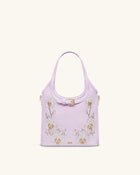 Brooke Mini Belted Embellished Orchid Beaded Top Handle Bag - Lavender