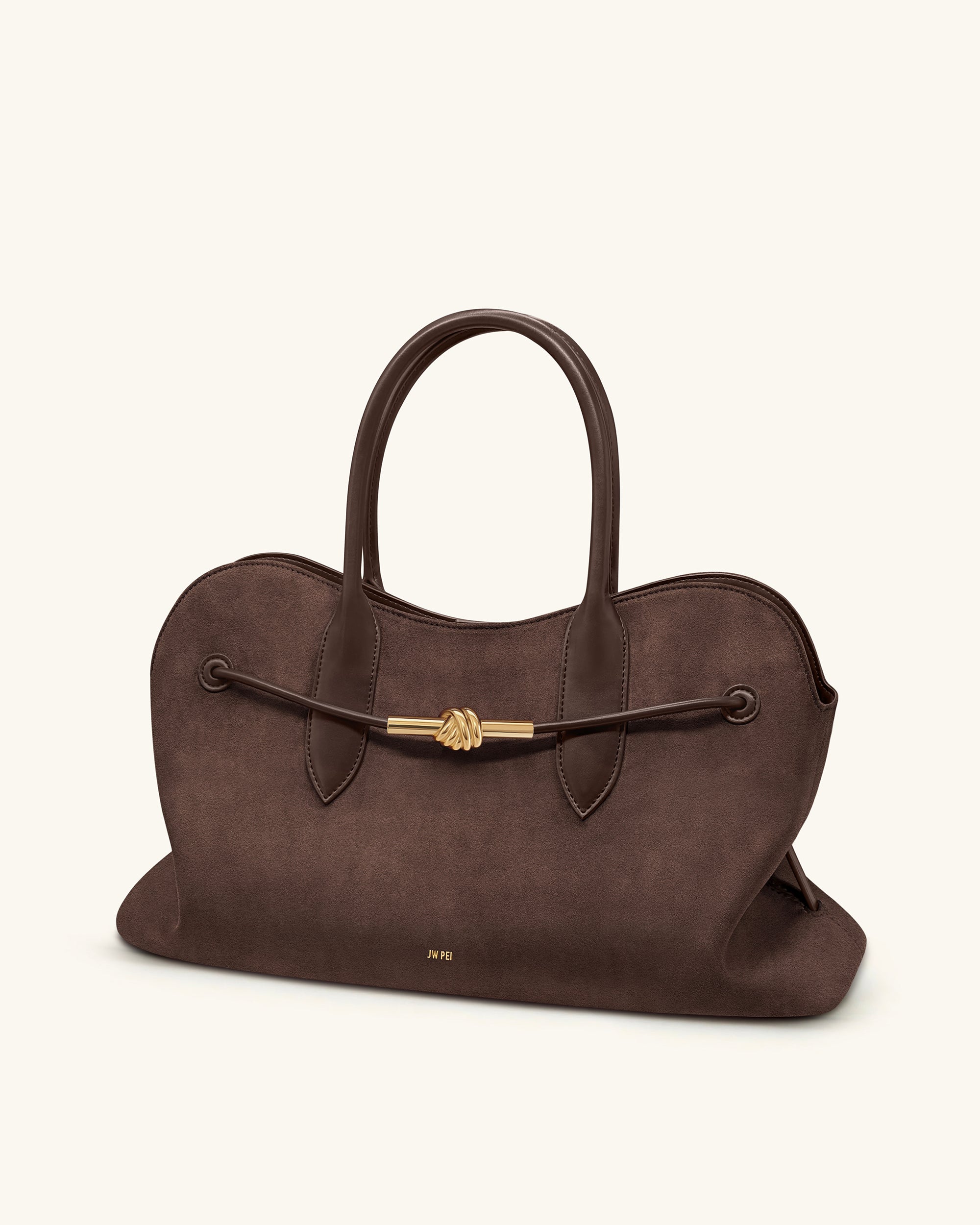 Adele Large Metal Rope Knot Tote Bag - Mocha Brown