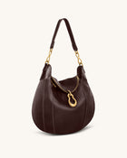 Daria Metal Pendant Embellished Shoulder Bag - Dark Brown