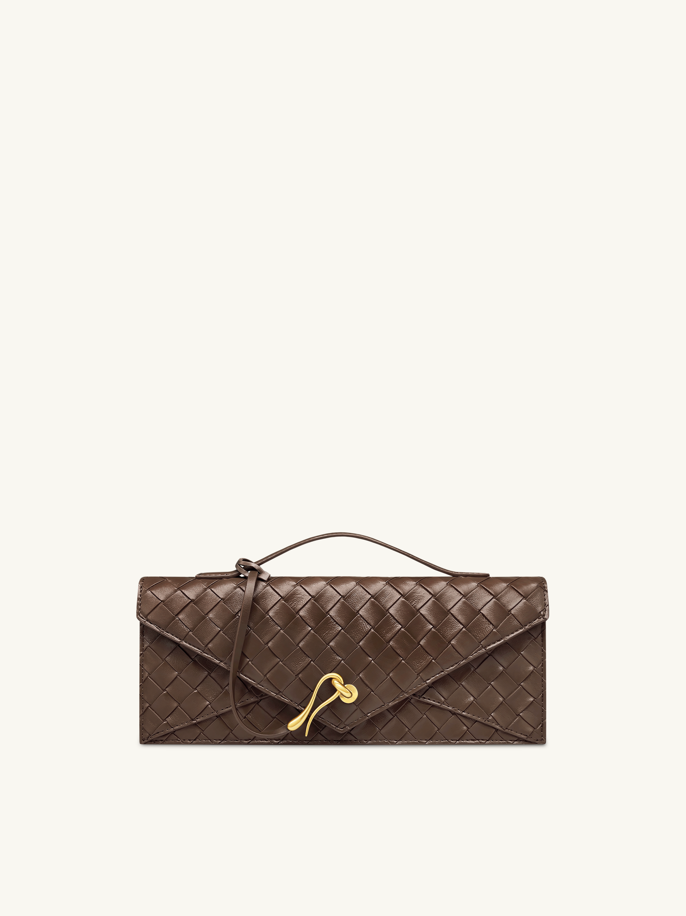 Celeste Woven Textured Envelope Top Handle Bag - Mocha Brown