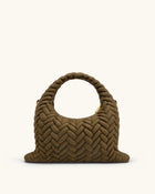 Cora Faux Suede Quilting Handle Bag - Olive Green