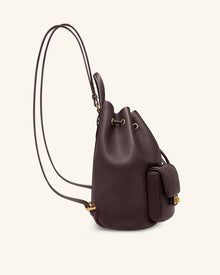 Avery Pebbled Drawstring Utility Backpack – Dark Brown