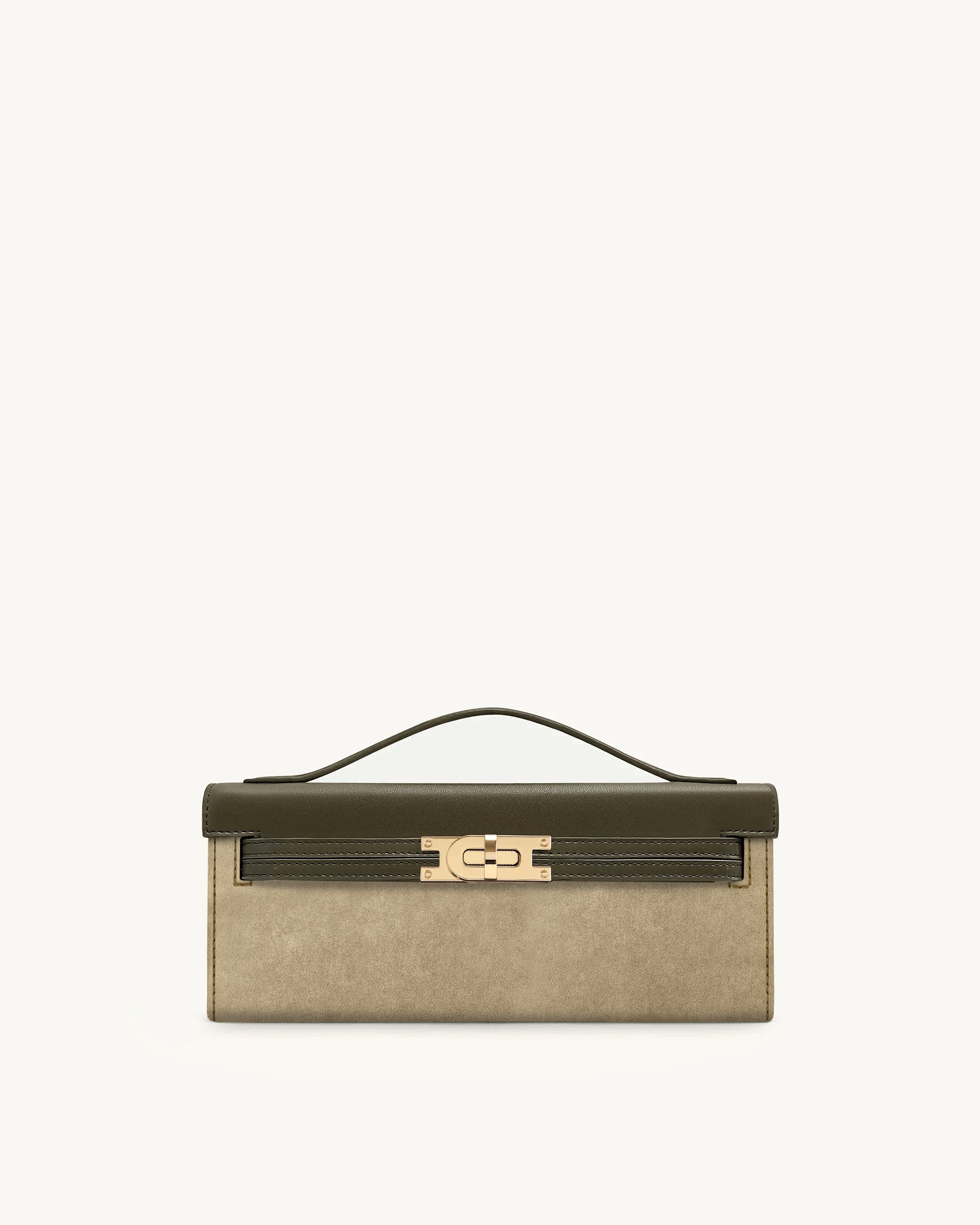 Bria Faux Suede Structured Top Handle Bag - Dark Olive