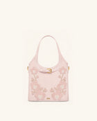 Brooke Mini Belted Embellished Orchid Beaded Top Handle Bag - Pink