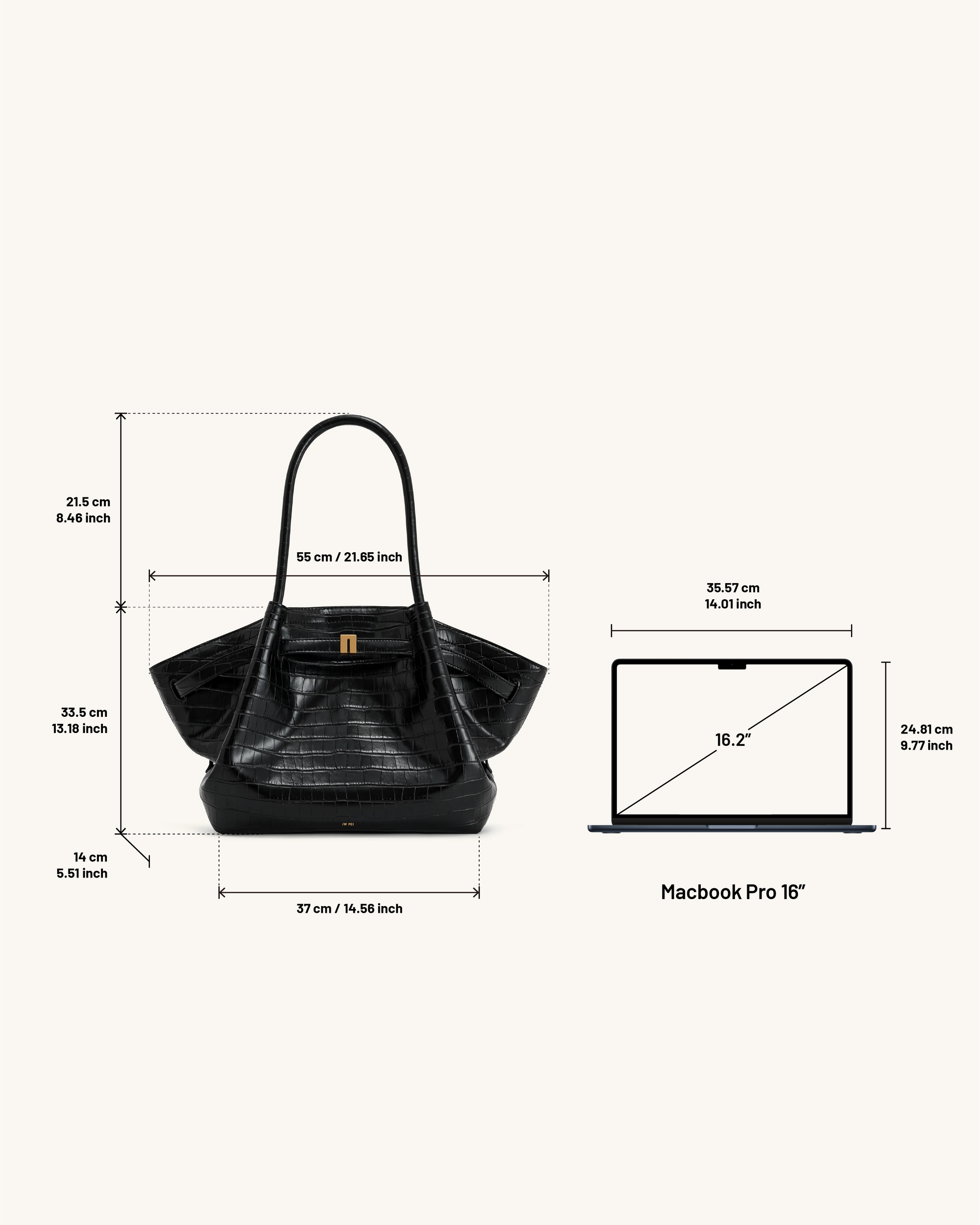 Hana Large Tote Bag - Black Croc