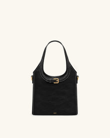 Brooke Mini Belted Embellished Top Handle Bag - Black