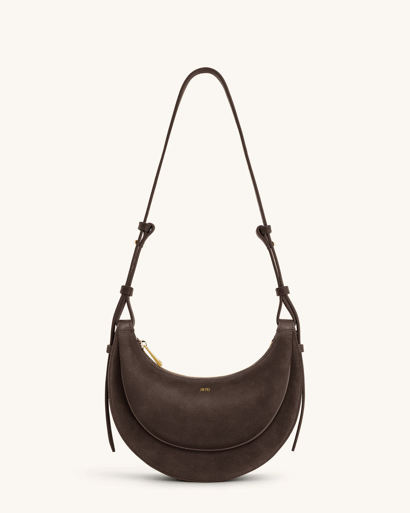 Sharon Faux Suede Crossbody Bag - Coffee Brown