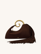 Nell Fringe Hardware Top Handle Bag - Deep Brown
