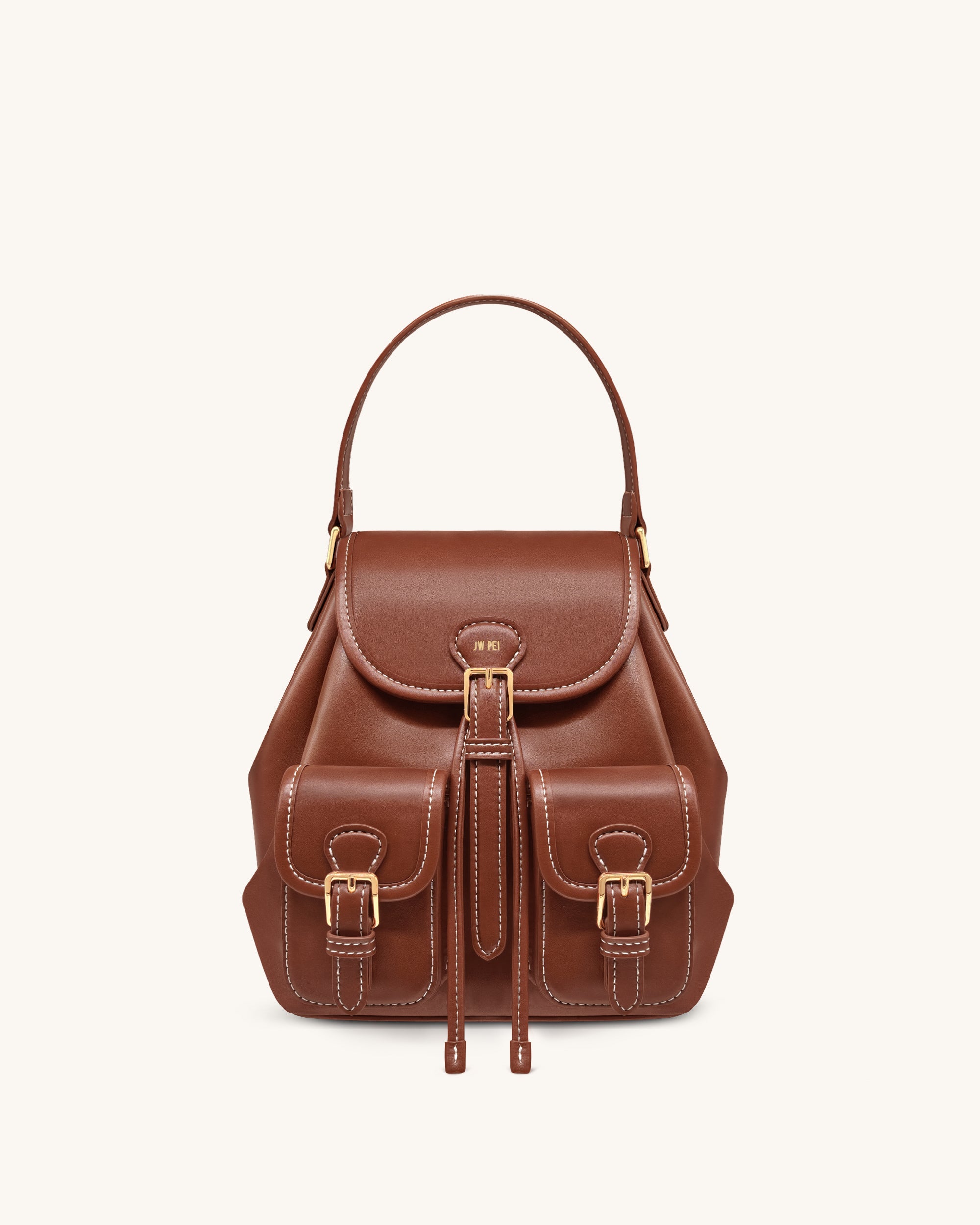 Harper Buckle Pocket Backpack - Dark Brown