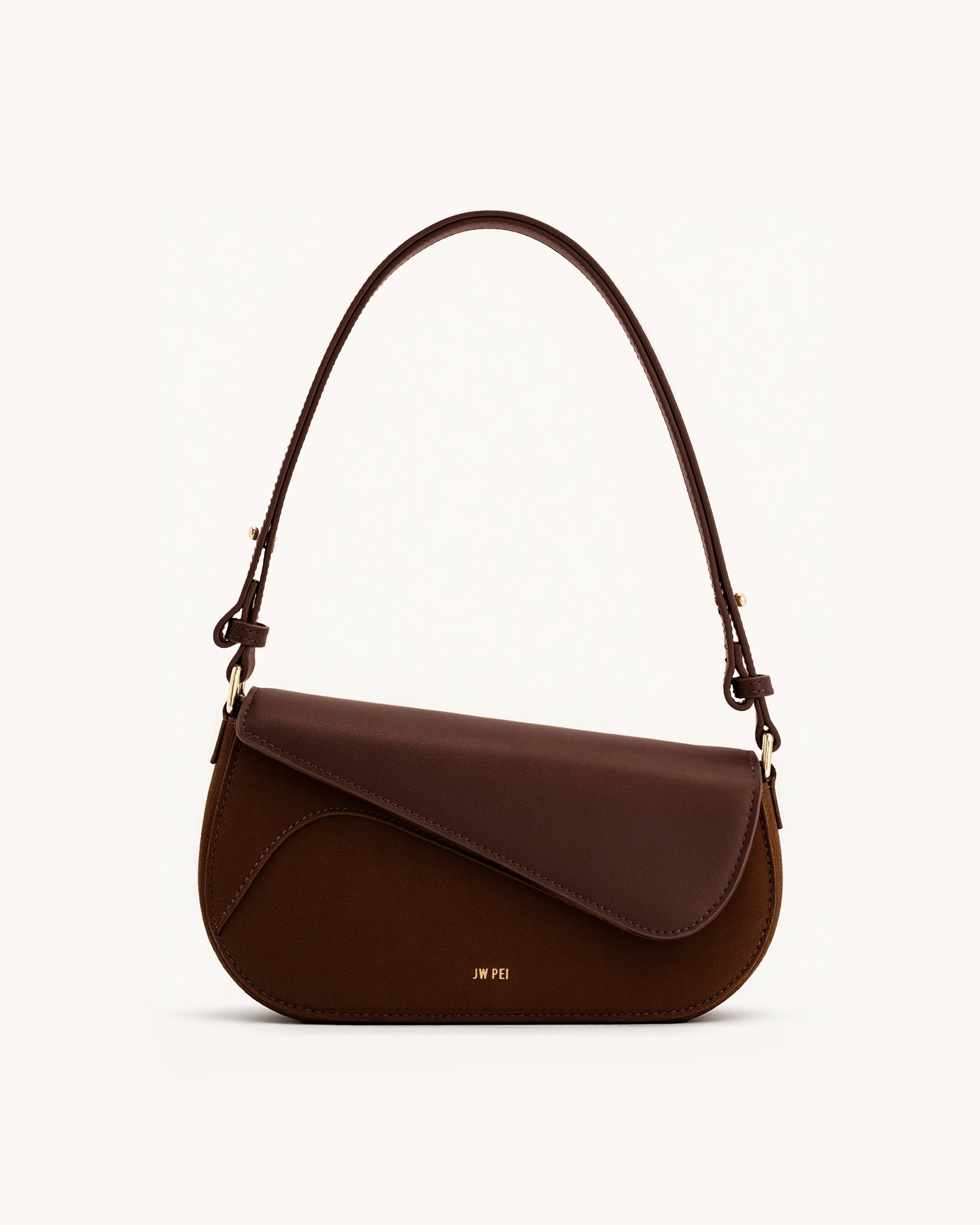 Addisyn Faux Suede Panel Shoulder Bag - Mocha Brown