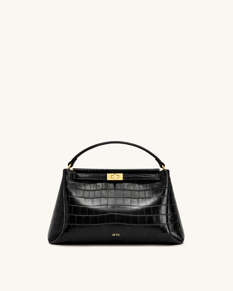 Carmen Top Handle Bag - Black Croc