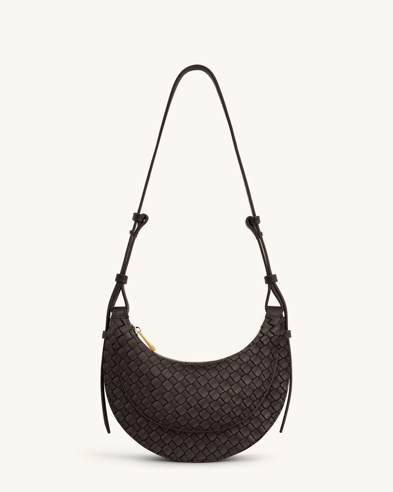 Sharon Woven Crossbody Bag - Coffee Brown