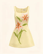 Lily Floral Print Sleeveless A-Line Mini Dress - Yellow
