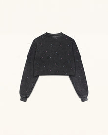 Candy Resin Heart  Sweatshirt - Black