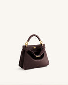 Lucia Elephant-Effect Top Handle Bag - Dark Brown