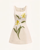 Lily Floral Print Sleeveless A-Line Mini Dress - White