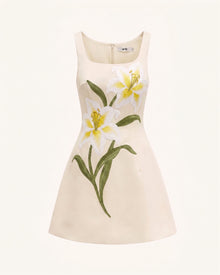 Lily Floral Print Sleeveless A-Line Mini Dress - White