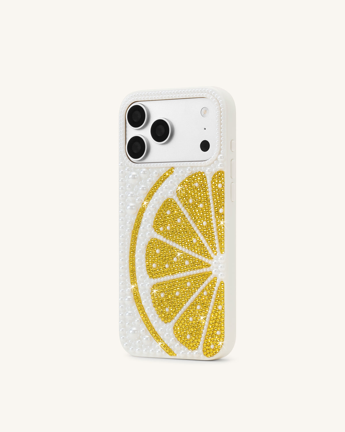 Lemon Slice Faux Pearl Phone Case - White