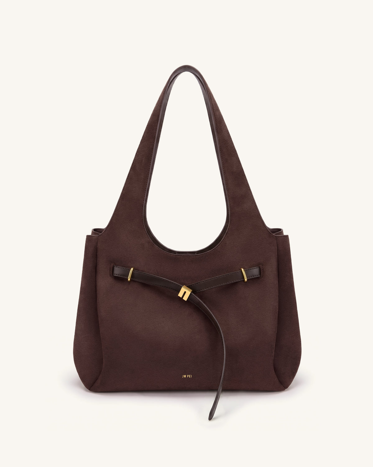 Hana Faux Suede Belt Detail Tote Bag - Dark Brown