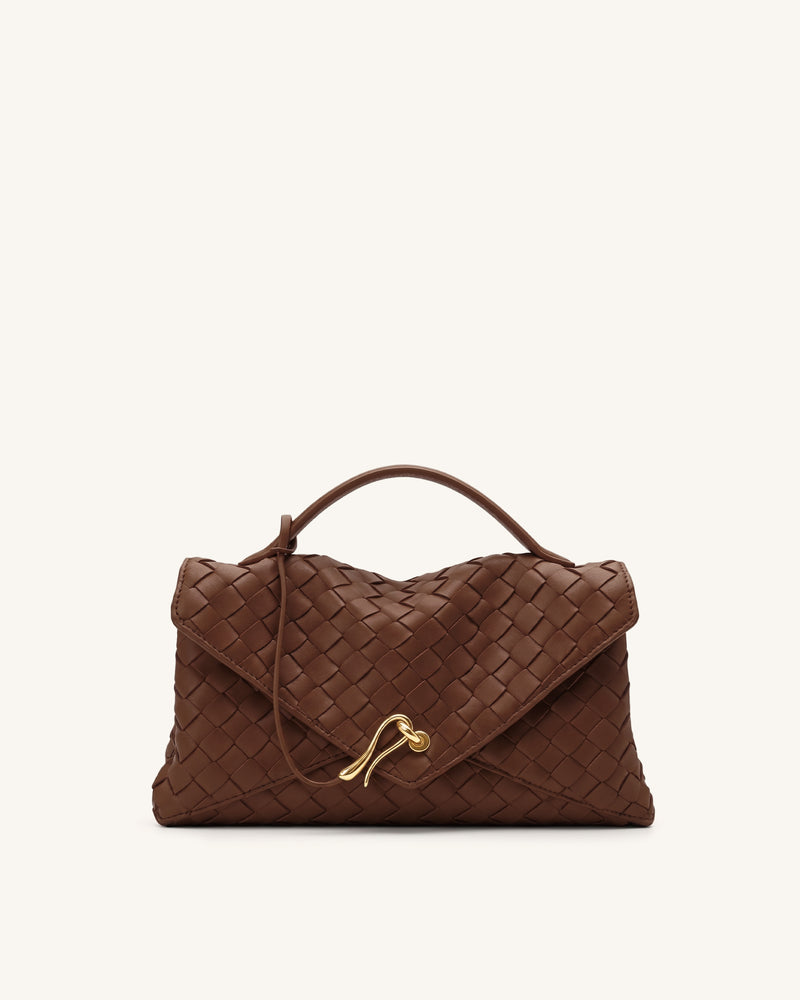 Celeste Woven Envelope Bag - Brown
