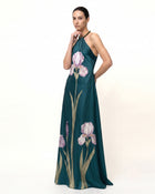 Iris Floral Print
 Halter Maxi Dress -
 Emerald