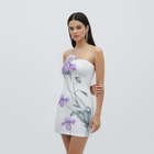 Slipper Orchid Appliqué Mini Dress - White