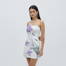 Slipper Orchid Appliqué Mini Dress - White