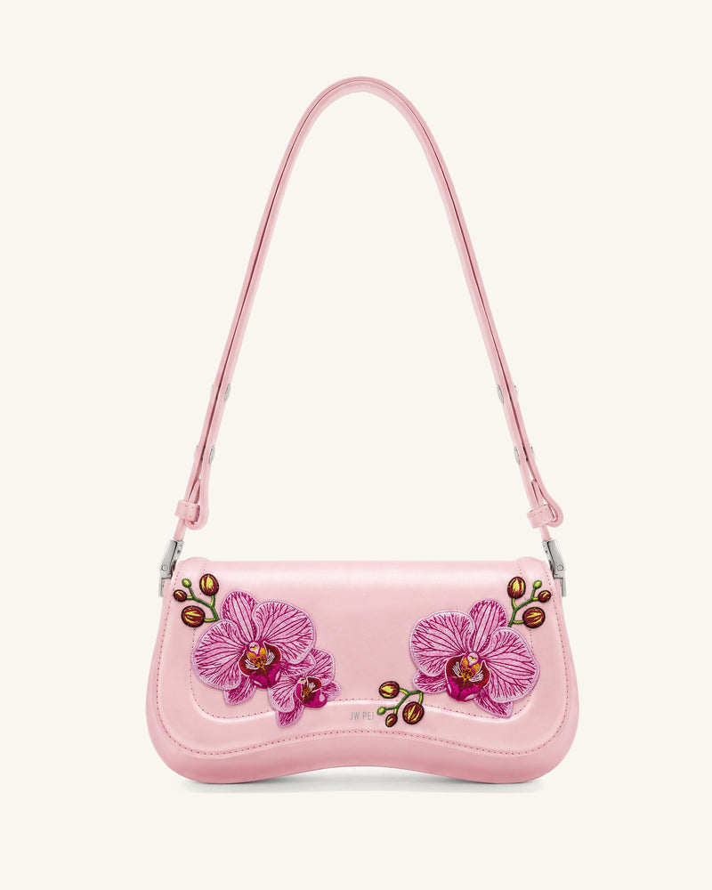 Joy Orchid Embroidered Shoulder Bag - Pink