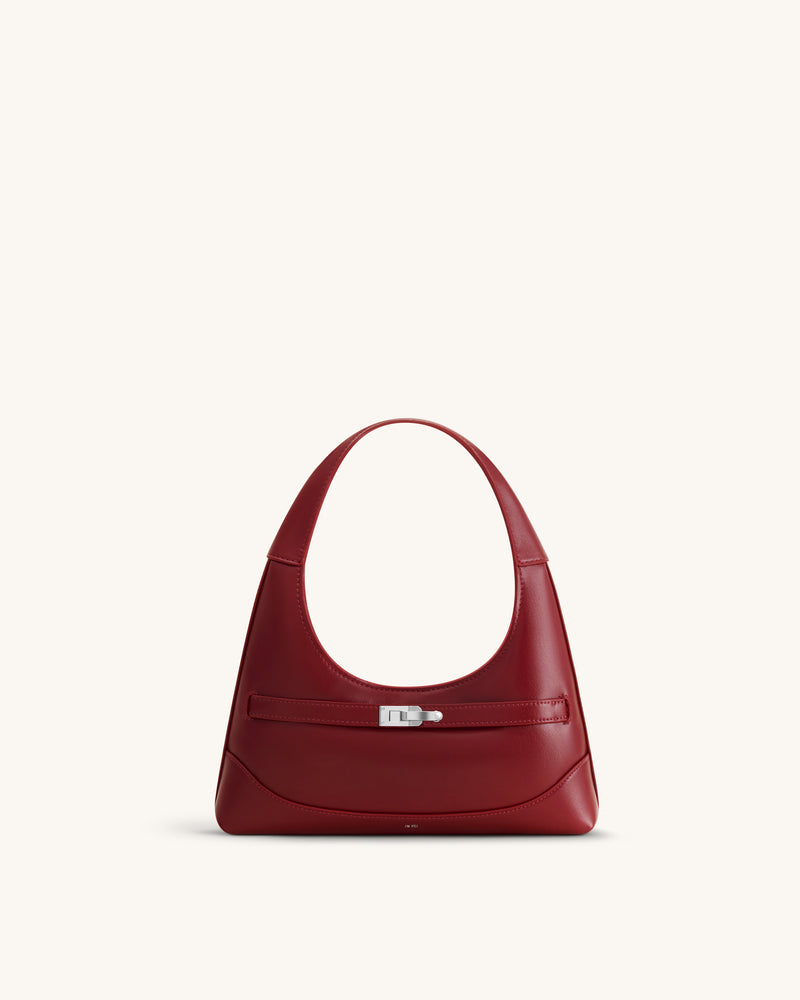 Noelle Belted Shoulder Bag - Deep Burgundy