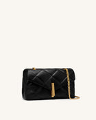 Valerie Puffy Bar-Lock Shoulder Bag - Black