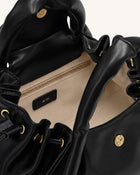 Nerissa Ruched Flap Top Handle Bag - Black