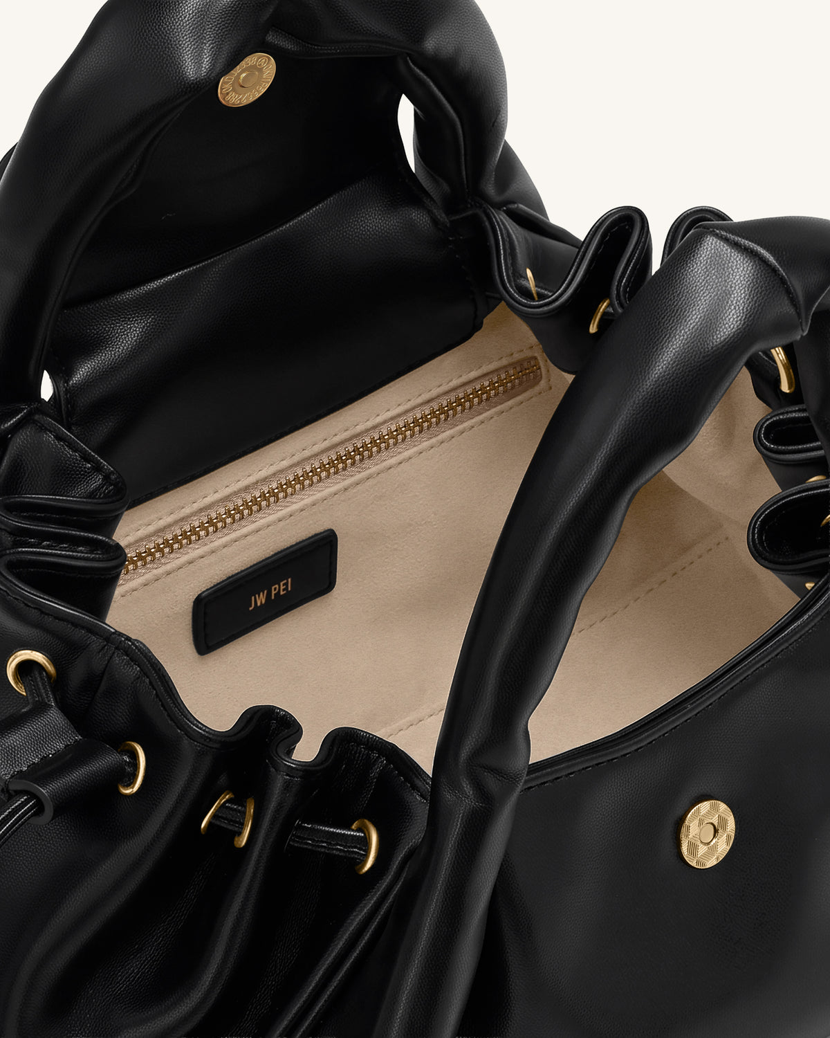 Nerissa Ruched Flap Top Handle Bag - Black