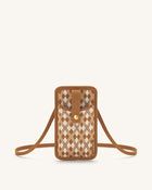 Aylin Knitted Phone Bag - Brown & Beige