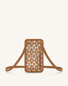 Aylin Knitted Phone Bag - Brown & Beige