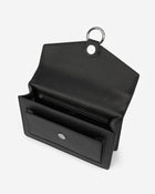The Envelope Silver Chain Crossbody Bag - Black