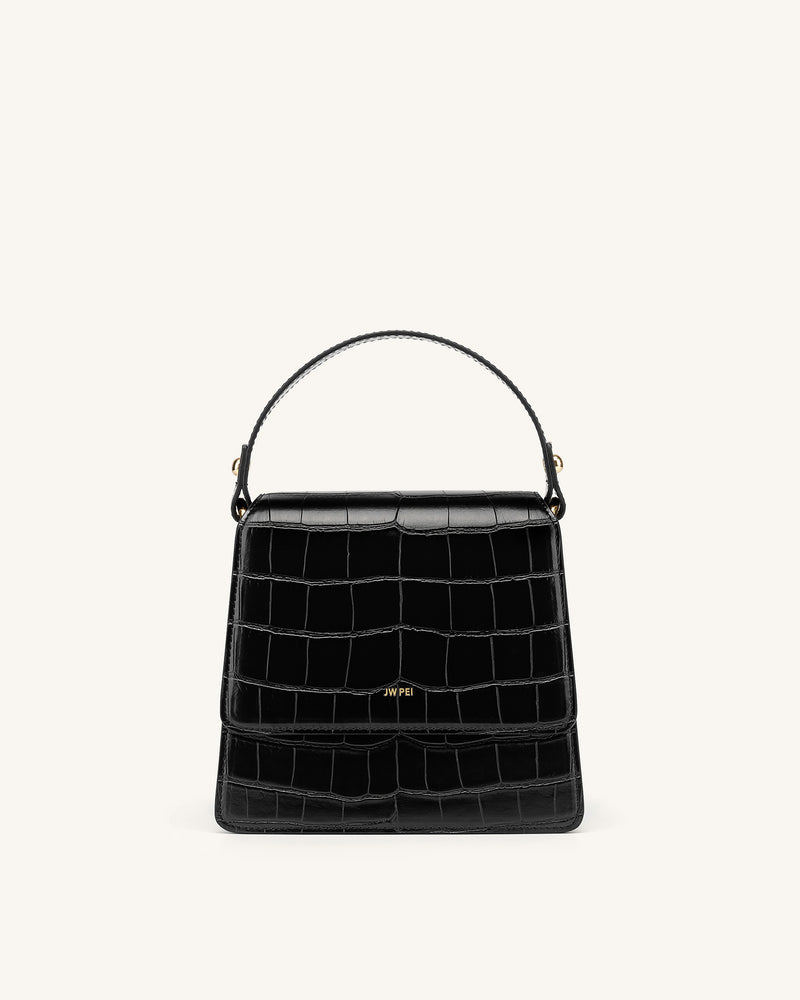 The Fae Top Handle Bag - Black Croc