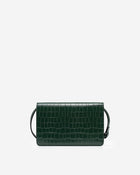 Julia Acrylic Chain Crossbody Bag - Dark Green Croc