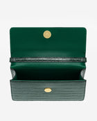 Julia Acrylic Chain Crossbody Bag - Dark Green Croc