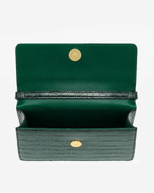 Julia Acrylic Chain Crossbody Bag - Dark Green Croc