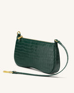 Eva Shoulder Handbag - Dark Green Croc