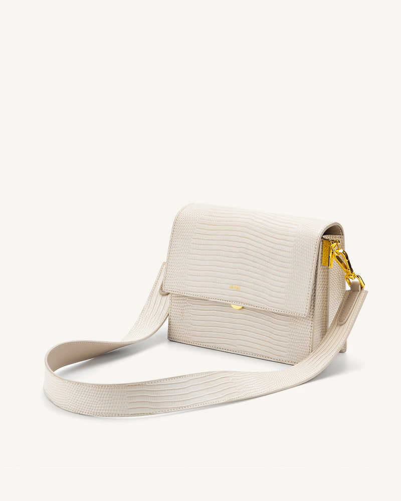 Mini Flap Crossbody - Ivory Lizard