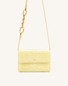 Julia Chain Crossbody Bag - Light Yellow Croc