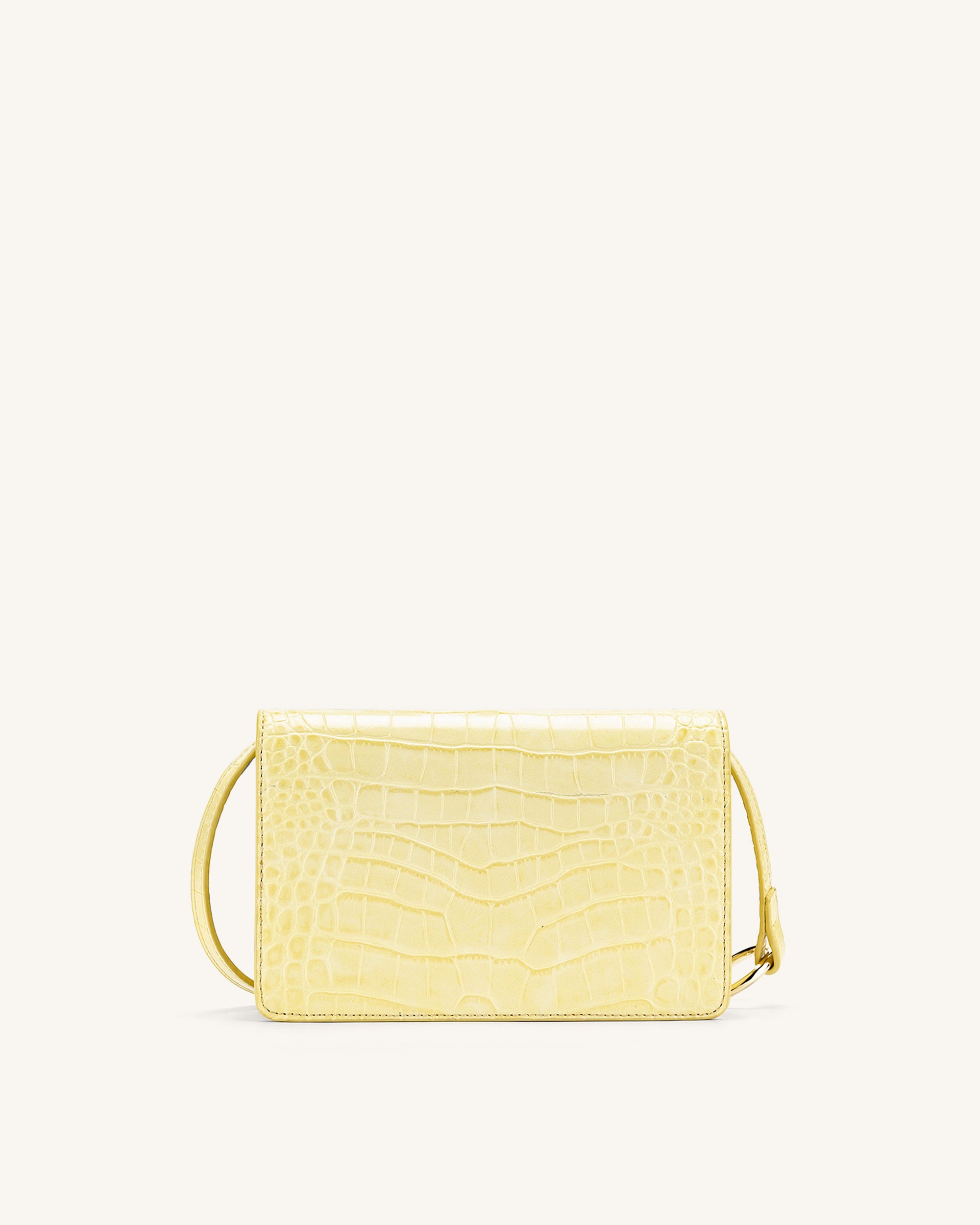 Julia Chain Crossbody Bag - Light Yellow Croc
