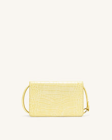 Julia Chain Crossbody Bag - Light Yellow Croc
