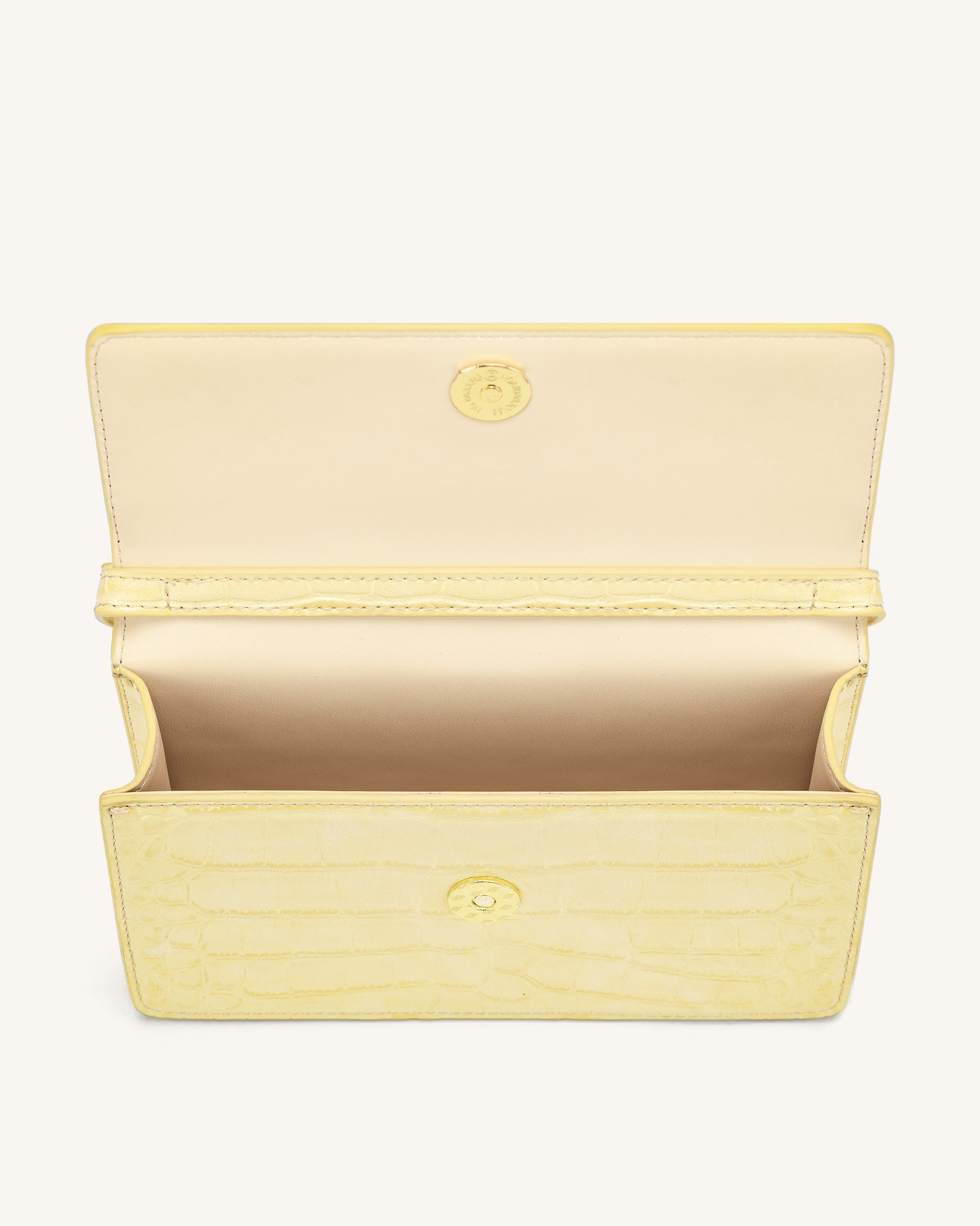 Julia Chain Crossbody Bag - Light Yellow Croc