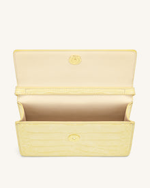 Julia Chain Crossbody Bag - Light Yellow Croc