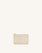 Quinn Zipped Card Holder - Ivory Croc