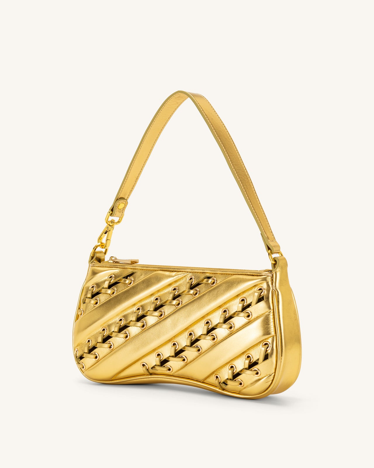 Eva Metallic Straps Shoulder Bag - Gold